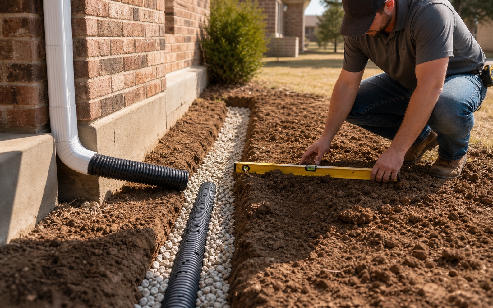 Drainage Correction illustration for Killeen foundation repair services